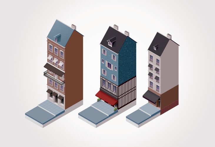 Isolated isometric buildings 2 Royalty Free Vector Image