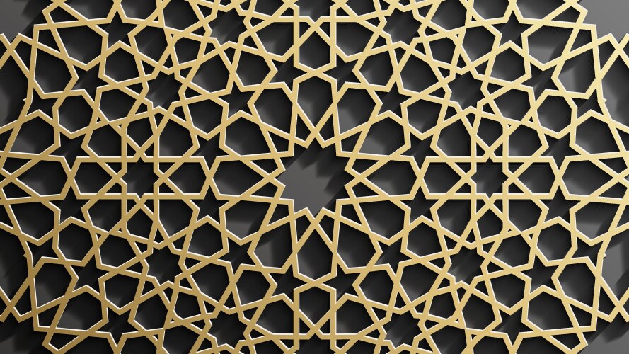 Gold islamic pattern on black background Vector Image