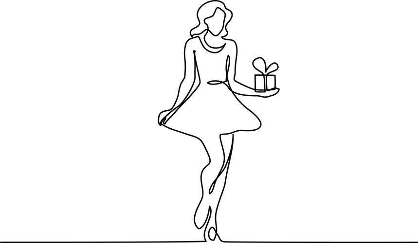 Beautiful woman with box gift Vector Image