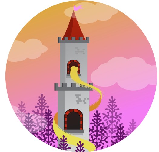 Princess rapunzel in tower Royalty Free Vector Image