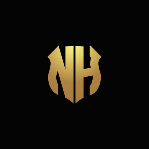 Nh logo monogram with gold colors and shield Vector Image