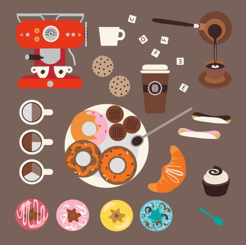 Coffee and sweets Royalty Free Vector Image - VectorStock