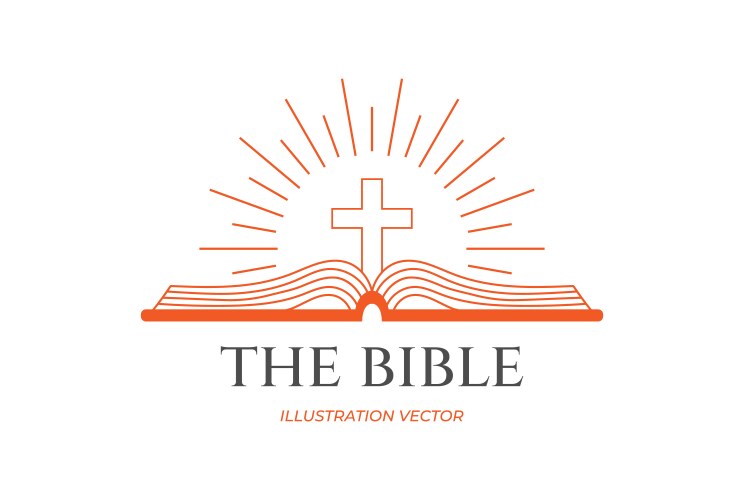 Jesus christian cross with bible for religion Vector Image