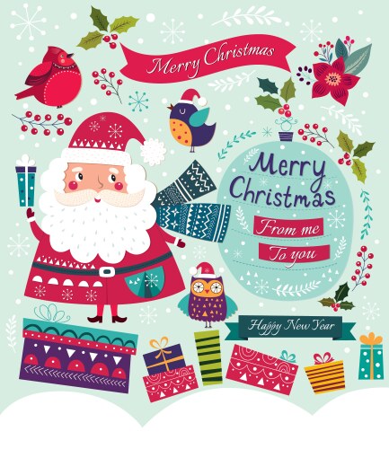 Merry christmas with santa vector image