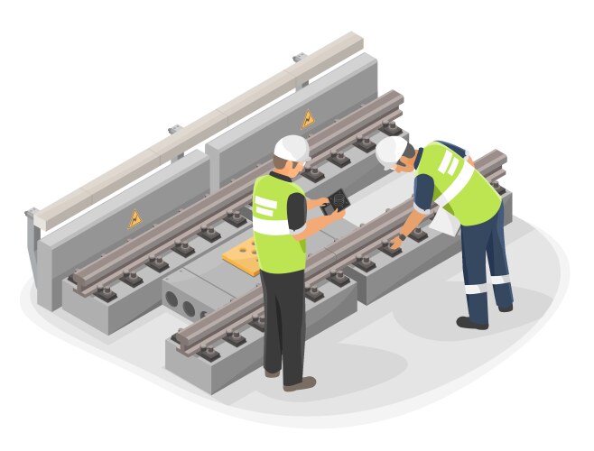 railway engineer inspector inspect engineering vector image