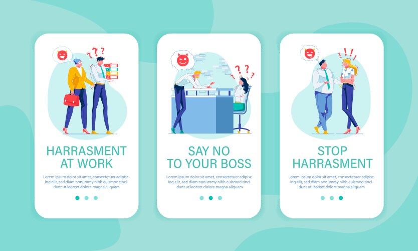 Three banners set against harassment copy space vector image