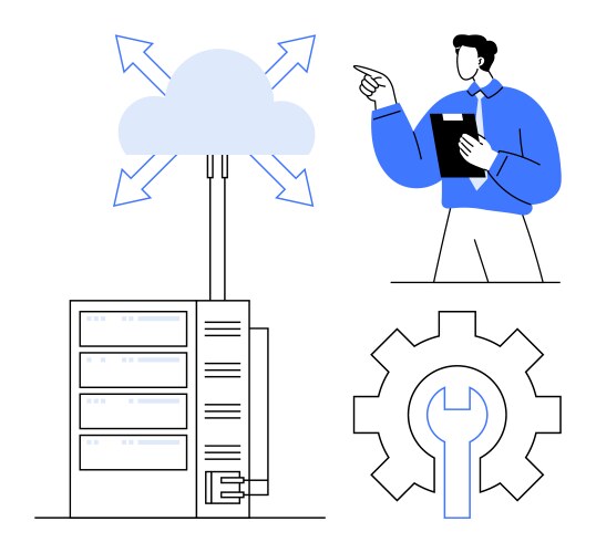 Cloud computing with server infrastructure data vector image