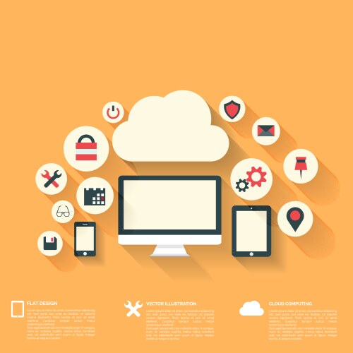 Flat abstract background with web icons interface vector image