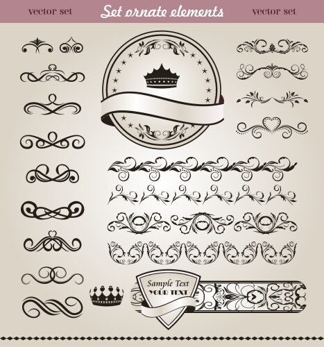 Hand drawn vintage floral elements set of flowers Vector Image