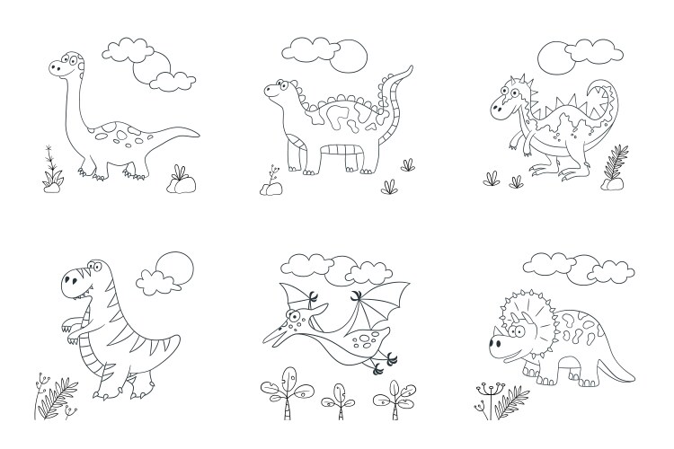 Cute dinosaurs set dino Vector Image