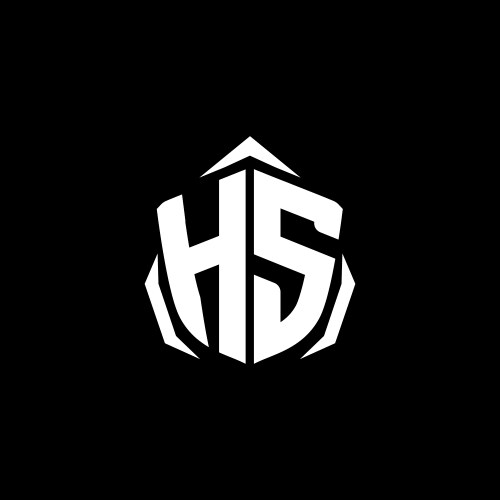 Hs monogram shield shape style vector image