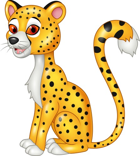 Cartoon funny leopard sitting isolated vector image