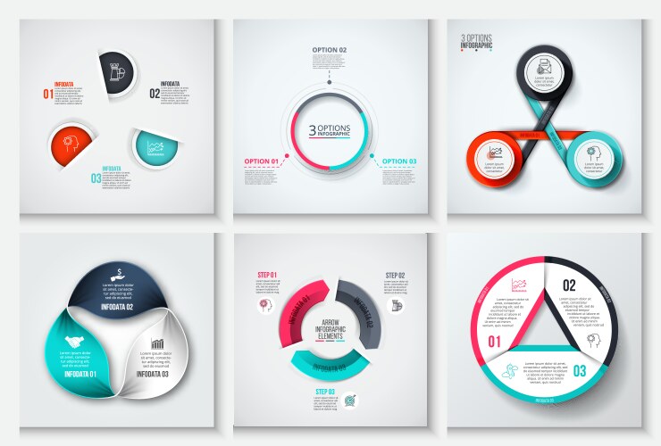 Circle infographics set template for cycle Vector Image