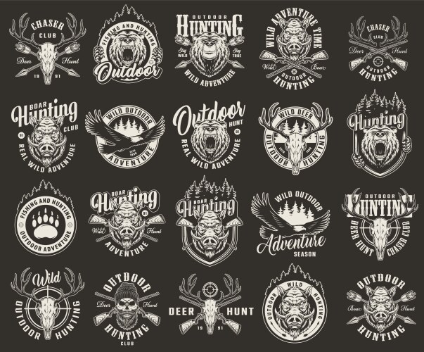 Vintage Hunting Club Labels Vector Image
