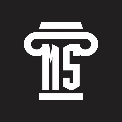 Ms logo monogram with circle and four taper shape Vector Image