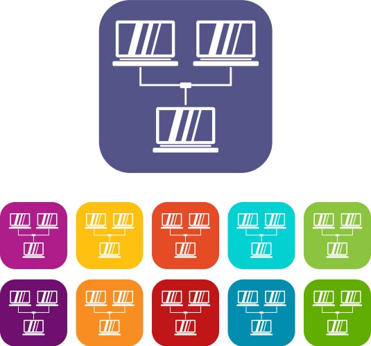 Exchange of data between computers icons set vektorbild
