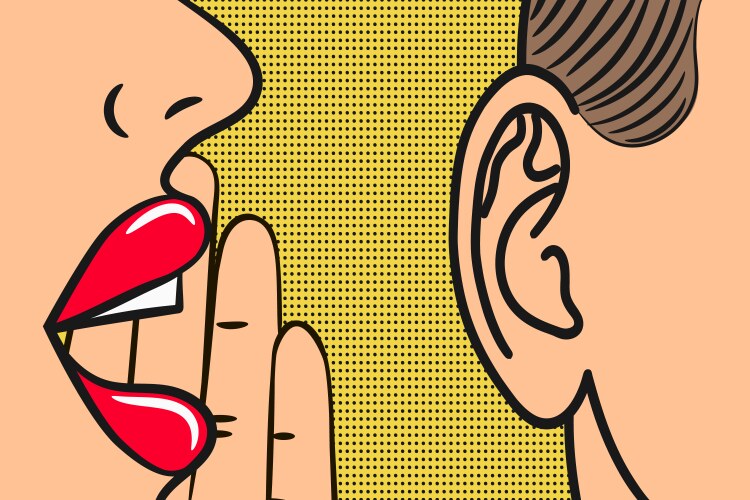 Woman Whispering in Man's Ear Vector Image
