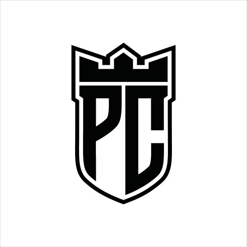 Ol logo shield shape with geometric crown inside Vector Image