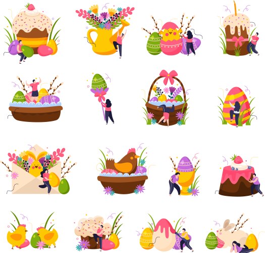 Easter isometric icons set Royalty Free Vector Image