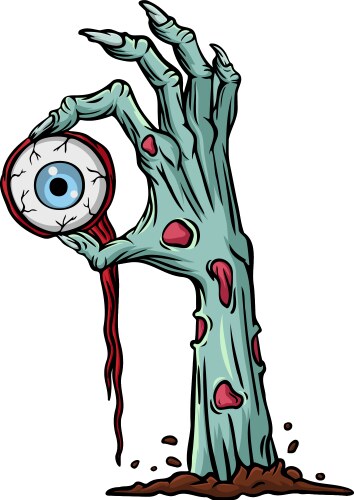 Zombies hand holding an eyeball Vector Image