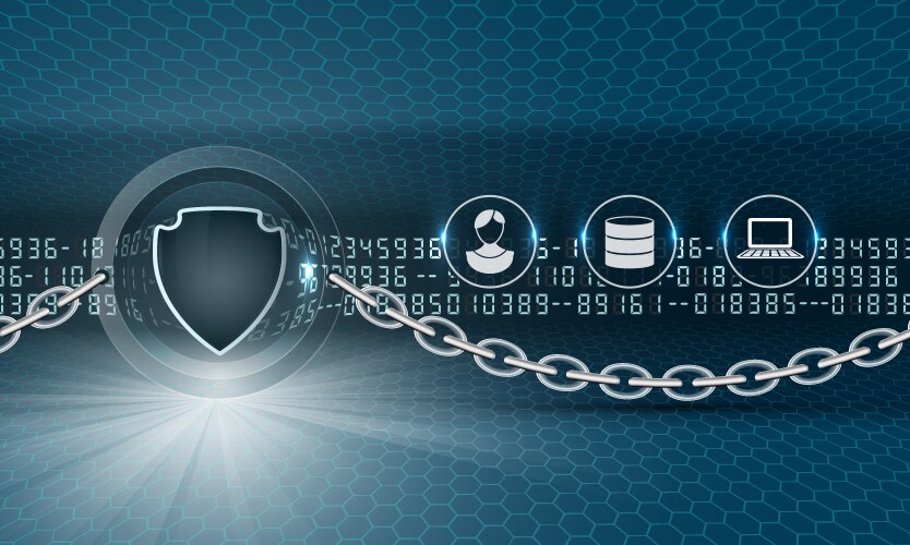 data security abstract background with shield vector image