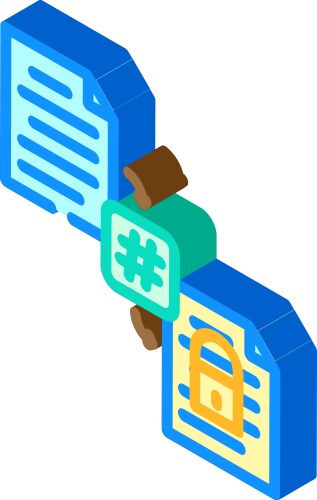 hashing algorithm isometric icon vector image