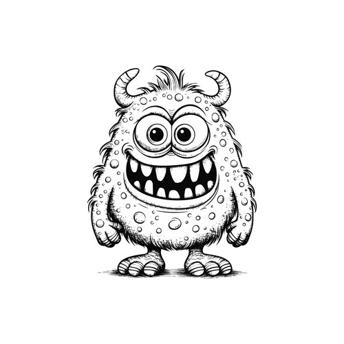 Black and white cartoon monster Vector Image