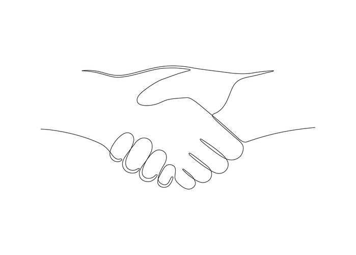 Handshake help of hand one art line continuous Vector Image