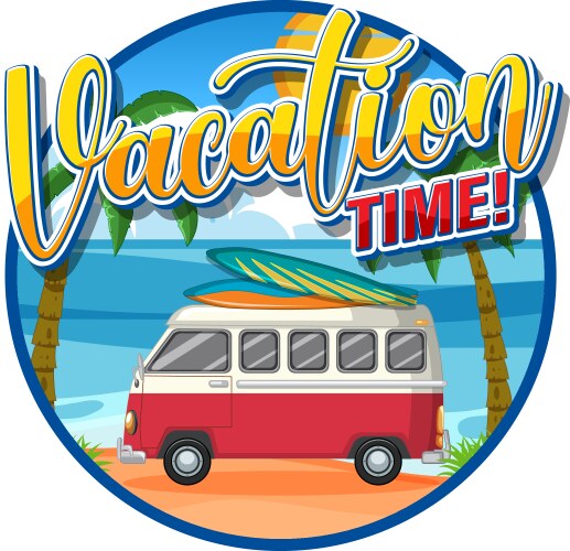 Summer travel vacation logo concept with motorhome vector image