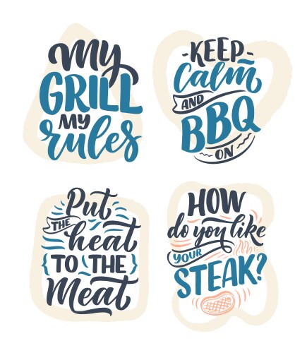 BBQ Slogans & Festive Prints Vector Image