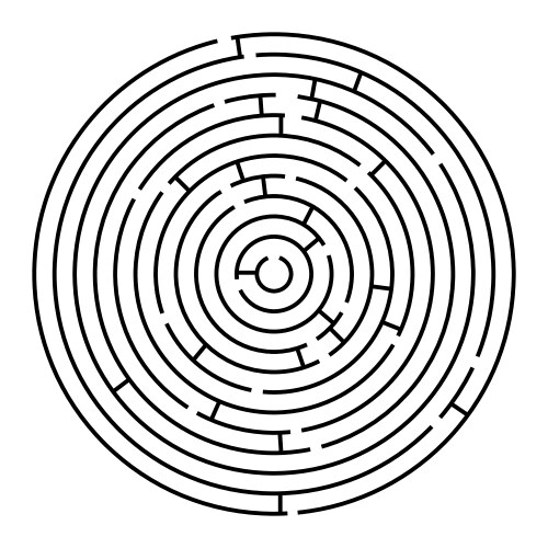 Round labyrinth find path Royalty Free Vector Image
