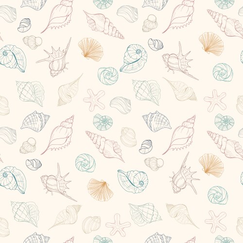 Seashell seaweeds corals color underwater conches Vector Image