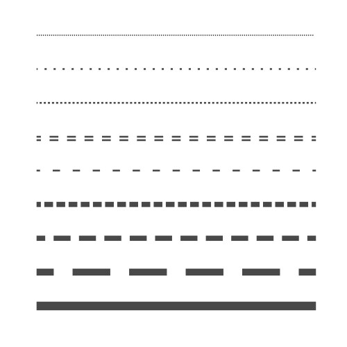 Dash lines in different size and shapes vector image