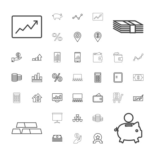 37 financial icons vector image