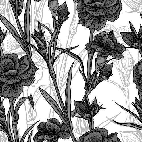 Vintage Black and White Floral Pattern Vector Image