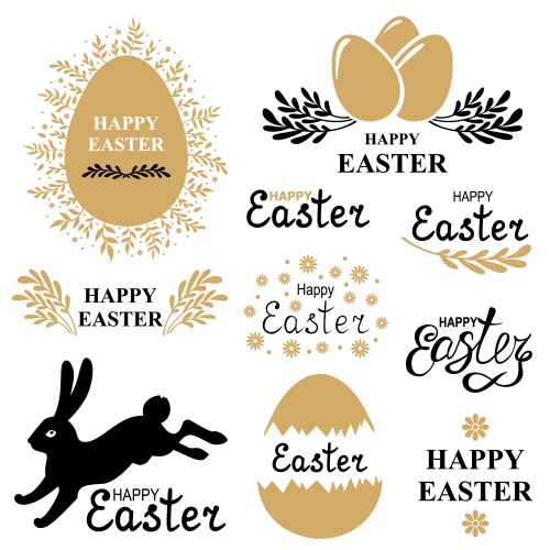 Easter egg set black Royalty Free Vector Image