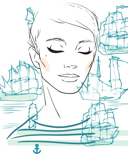 Girl in striped shirt Vector Image