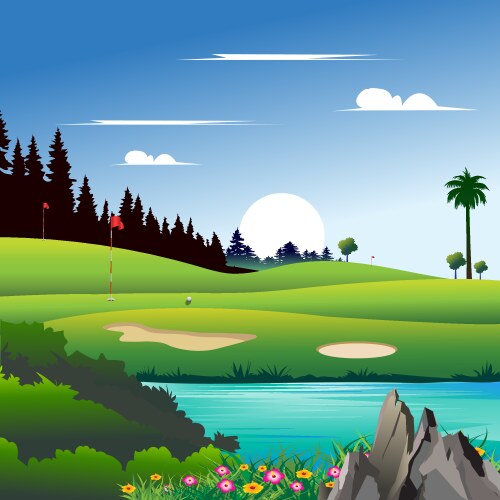 Golf course view (50574988) – Royalty-Free Vector | VectorStock