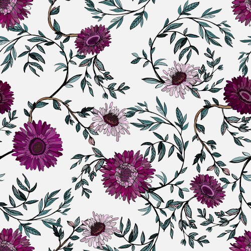 Seamless watercolor pattern with doodles flowers Vector Image