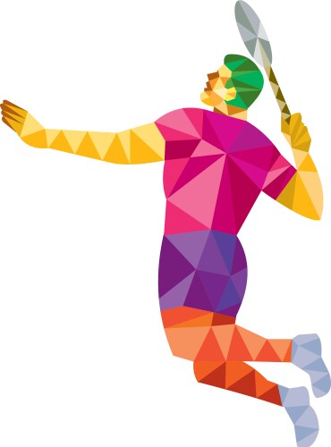 badminton player jump smash low polygon vector image