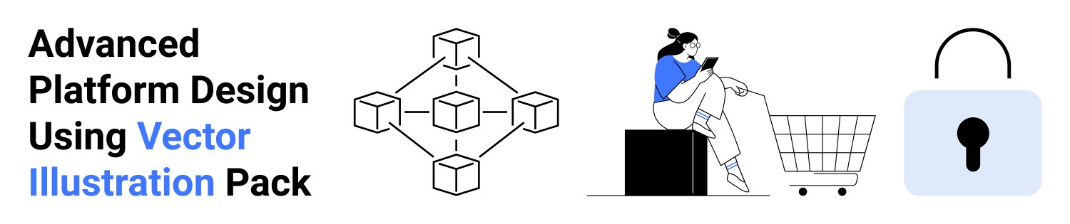 Digital platform design elements with blockchain vector image