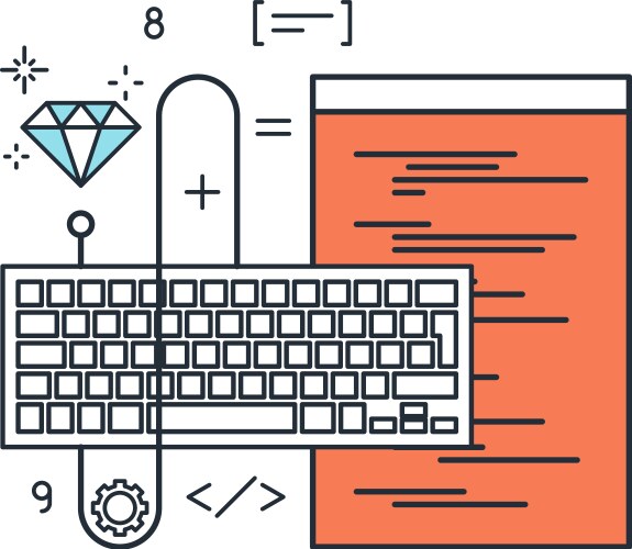 Program coding flat line web icon concept vector image