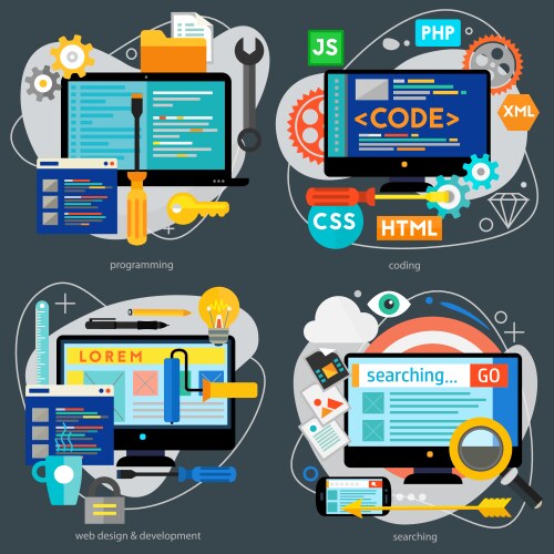 Coding programming scripting and development vector image