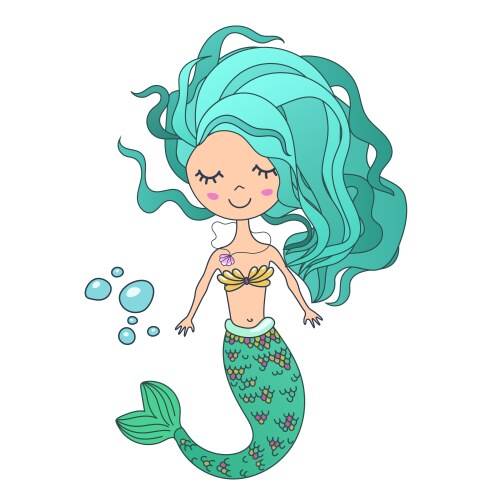 Beautiful cute little siren mermaid hand Vector Image