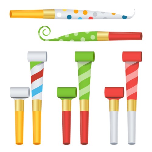 Colorful Party Horn Set Vector Image