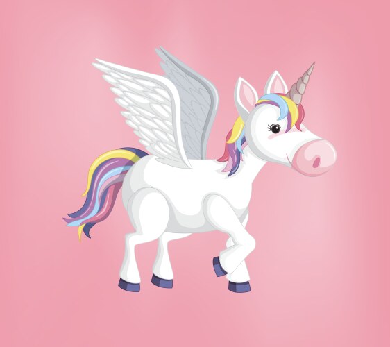 Unicorn or pegasus with rainbow mane and horn Vector Image