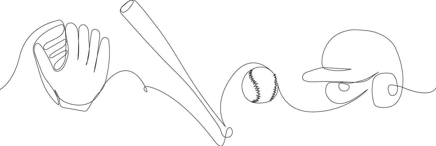 Baseball set with helmet bat ball glove one Vector Image