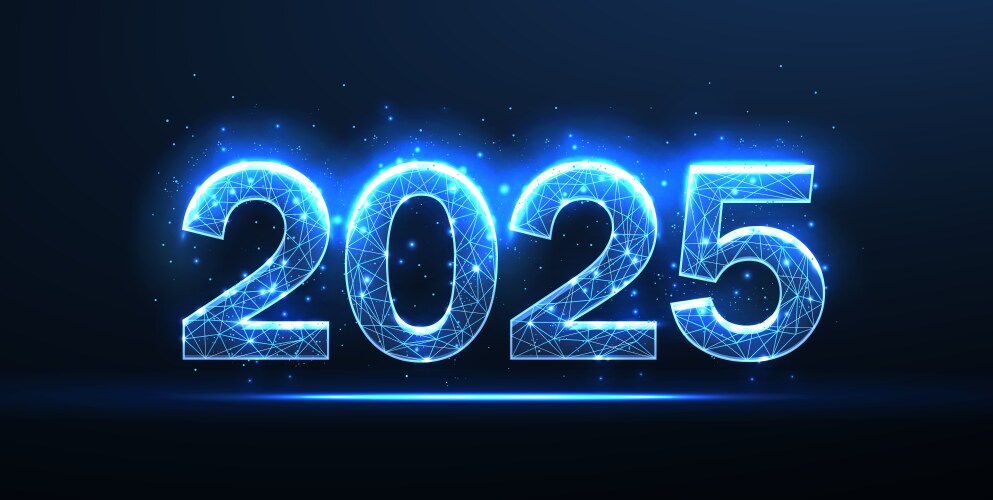 Digital numbers 2025 new year blue background vector image