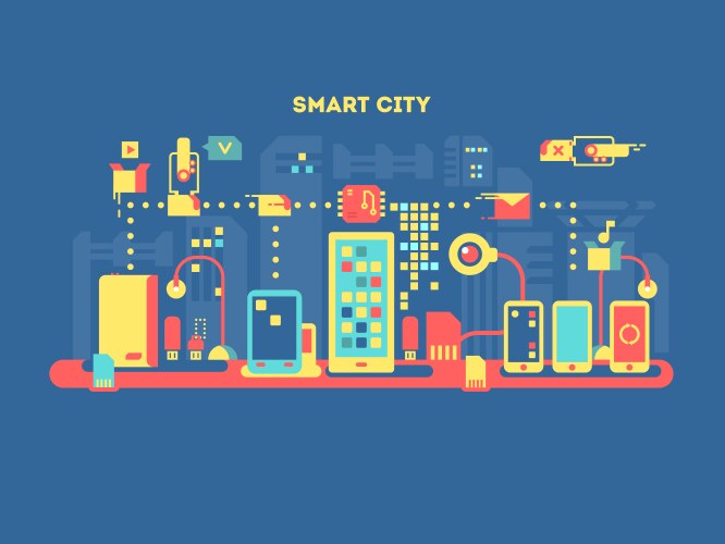 Smart city concept with icon iot Royalty Free Vector Image