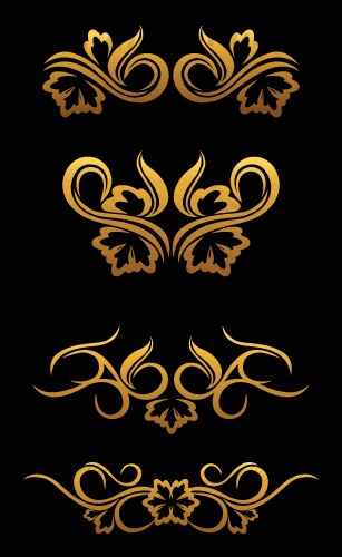 Gold vintage design elements corners and borders Vector Image